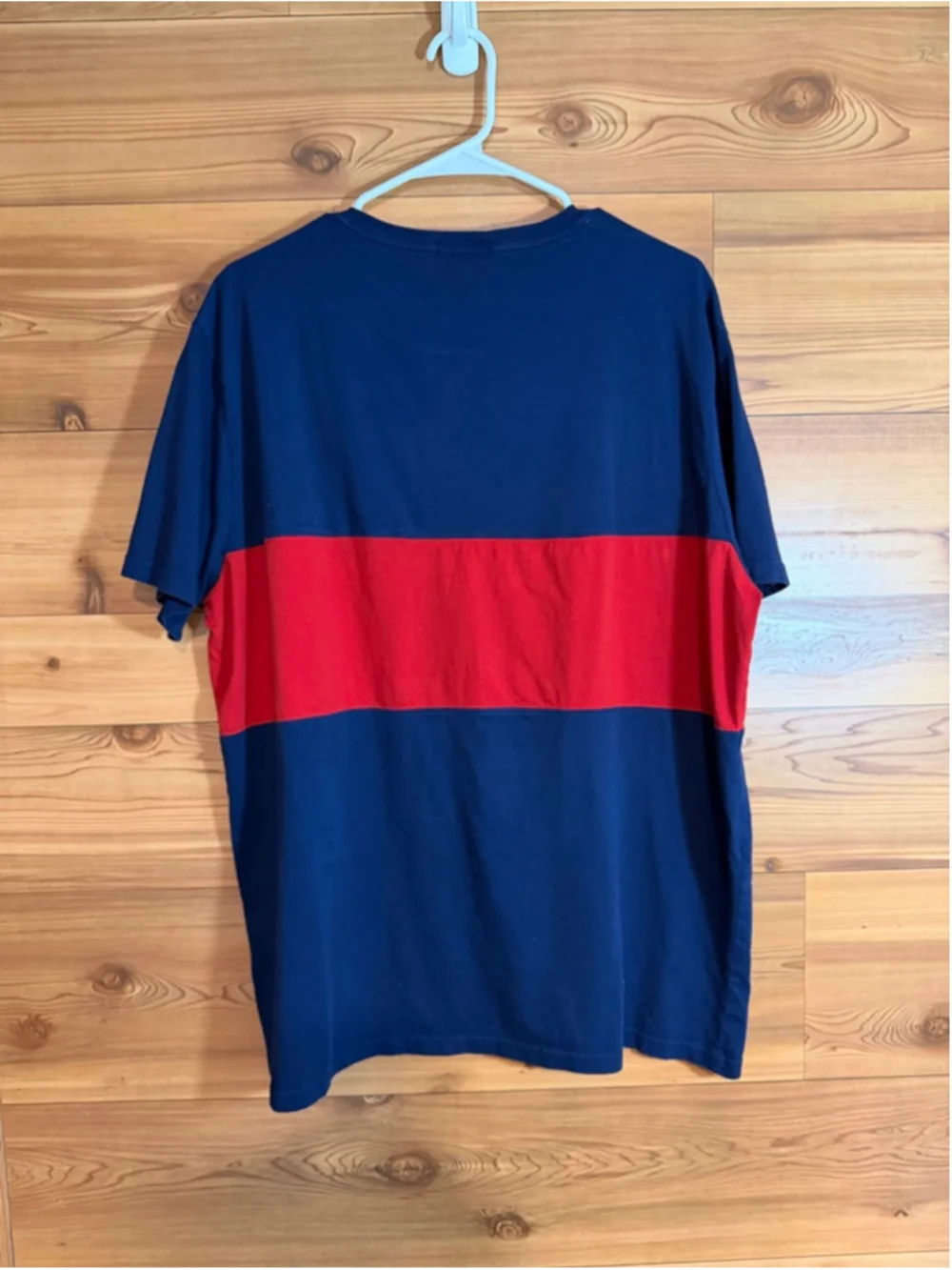 Polo Ralph Lauren red and blue cotton color block logo Tshirt men’s XL